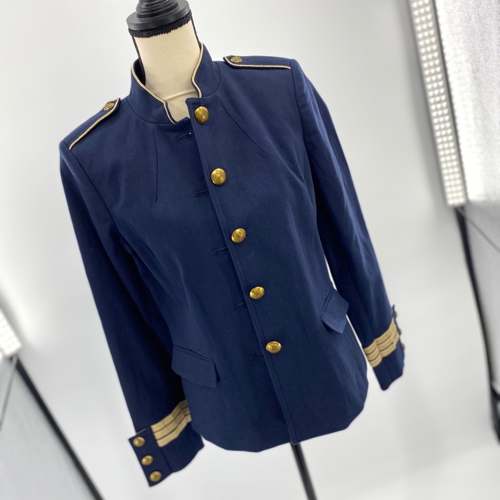 Lauren Ralph Lauren Officer ‘Lauren Navy/Gold Embellished Blazer Woman’s Size 16